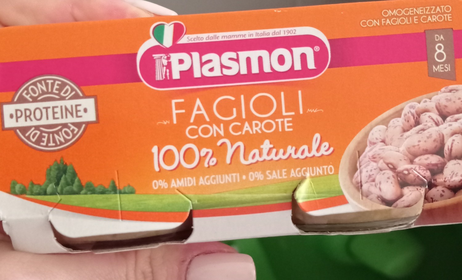 Plasmon Omogeneizzato Fagioli con Carote 8 Mesi - 2 x 80 gr - Vico Food Box