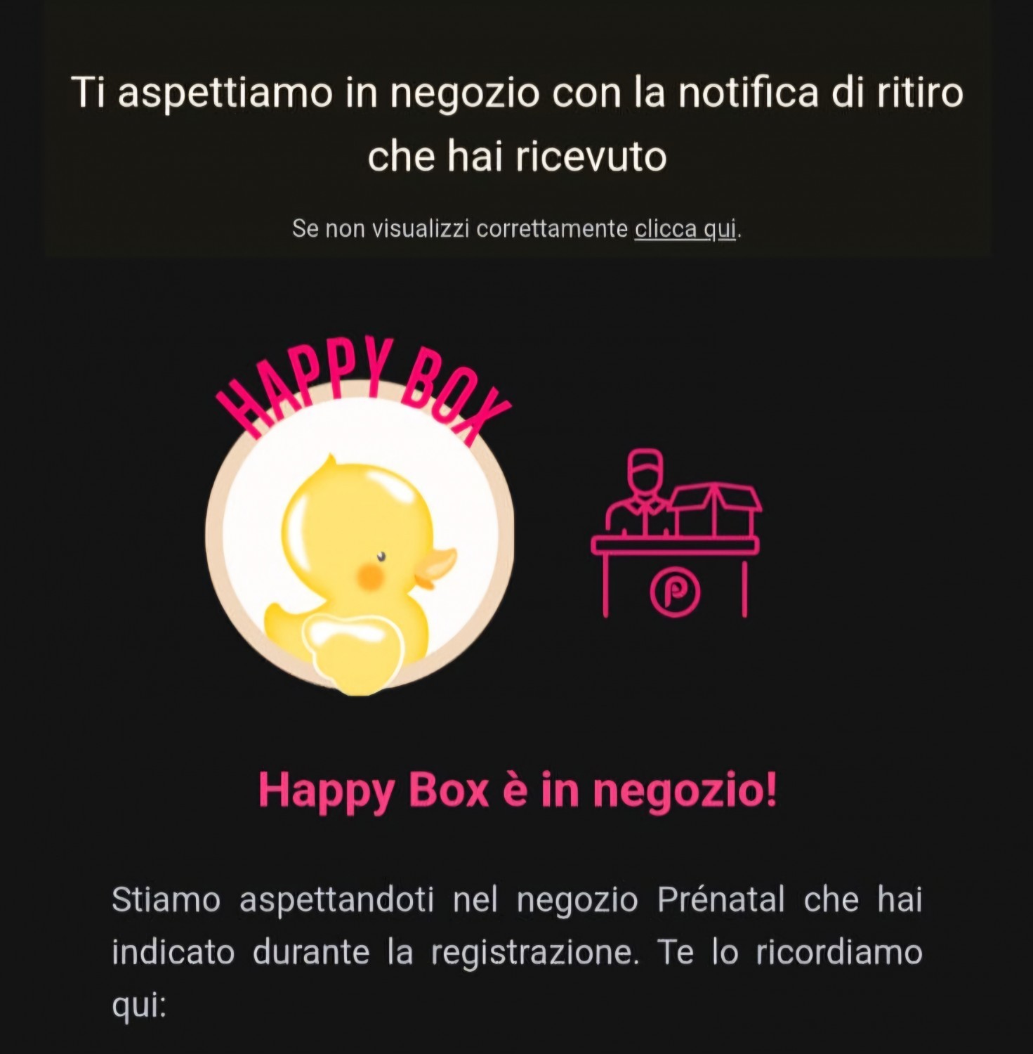 Happy box pronta per il ritiro in negozio